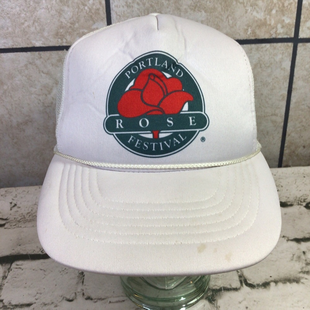 Portland Rose Festival Vintage White Snapback Hat Adjustable Ball Cap Flaw